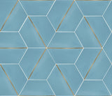 Pellucid Sky Hexagon Brass Inlay | Handmade | Encaustic Cement Tile