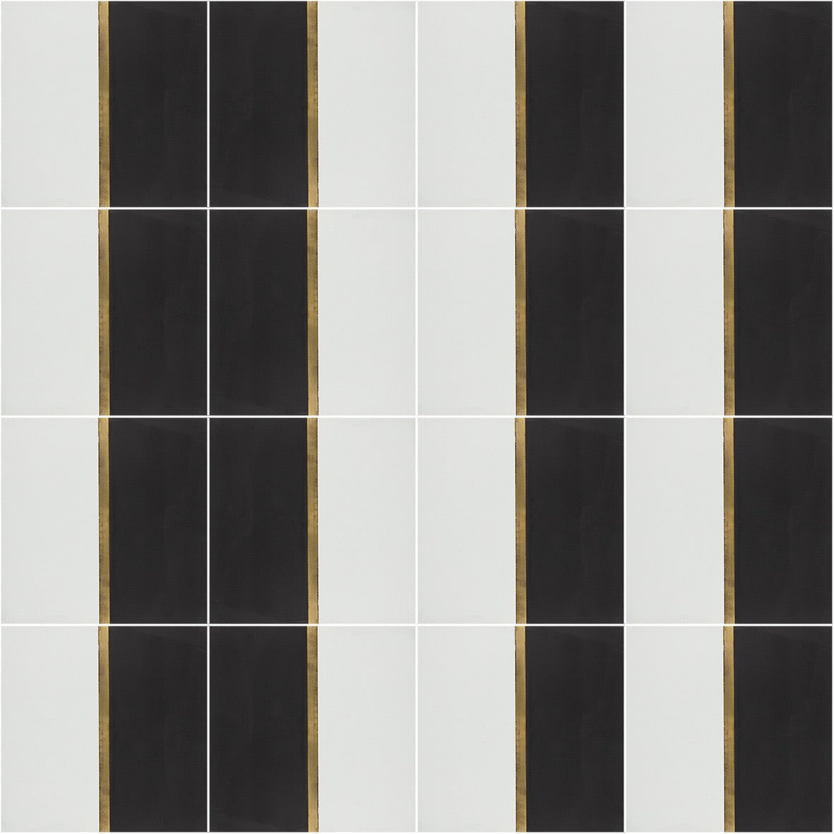 Monochrome Brass Inlay | Encaustic Cement Tile | Eco Friendly