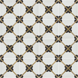 Quatrefoil Brass Inlay Cement Tile | Handmade | Encaustic