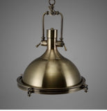 Industrial Antique Brass Pendant Light in Dome Shade 18" Wide Single Light Hanging Lamp with Frosted Diffuser