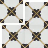 Quatrefoil Brass Inlay Cement Tile | Handmade | Encaustic