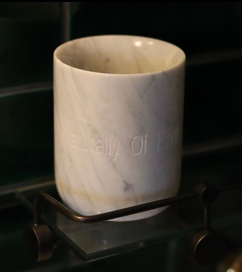Carrara Marble Bathroom Tumbler - Made in Italy