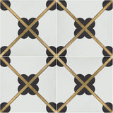 Quatrefoil Brass Inlay Cement Tile | Handmade | Encaustic